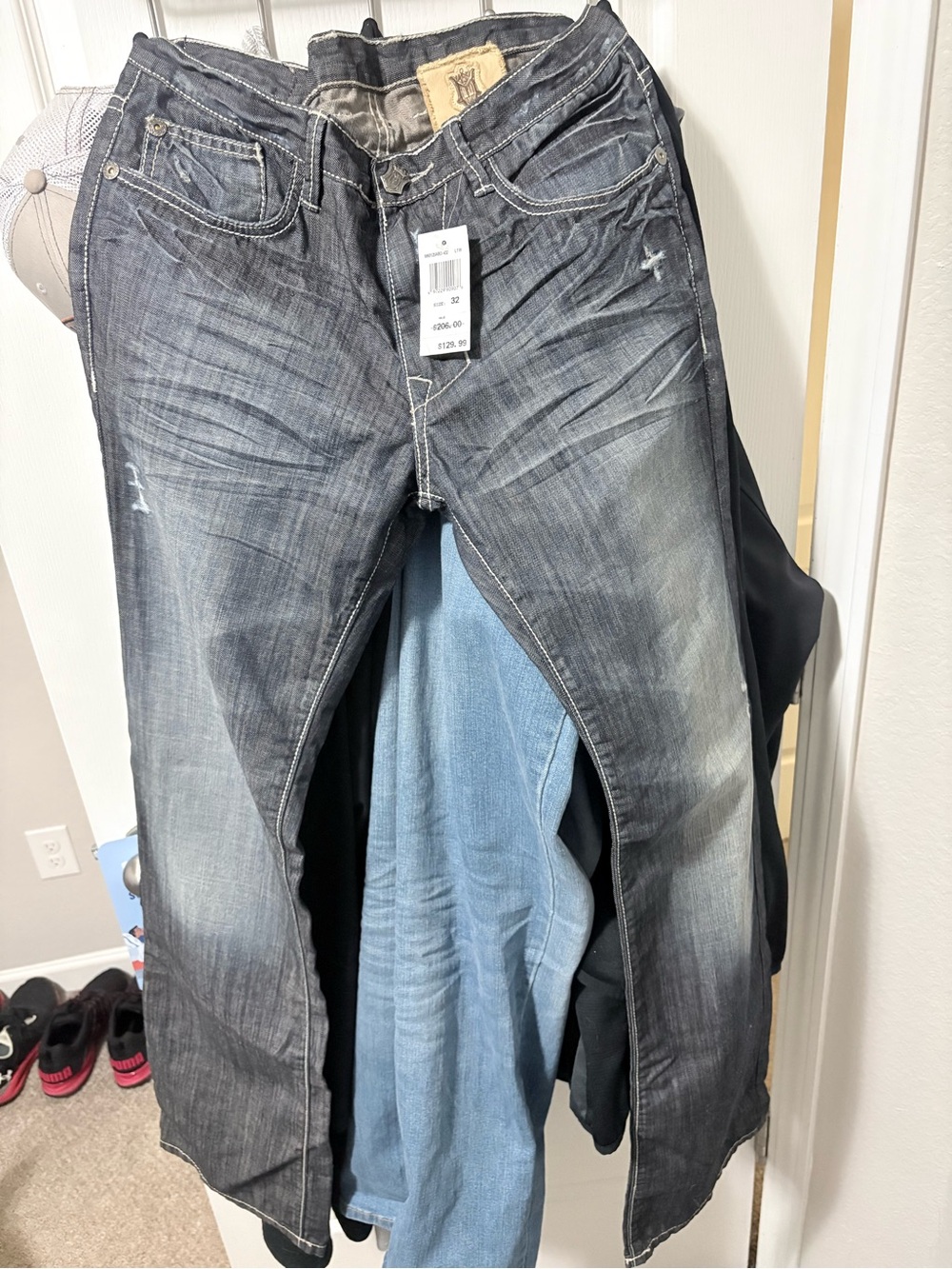 NWT Monarchy Premium Denim Jeans Size 32 Y2K Heavy Stitch Flap Pocket Crest